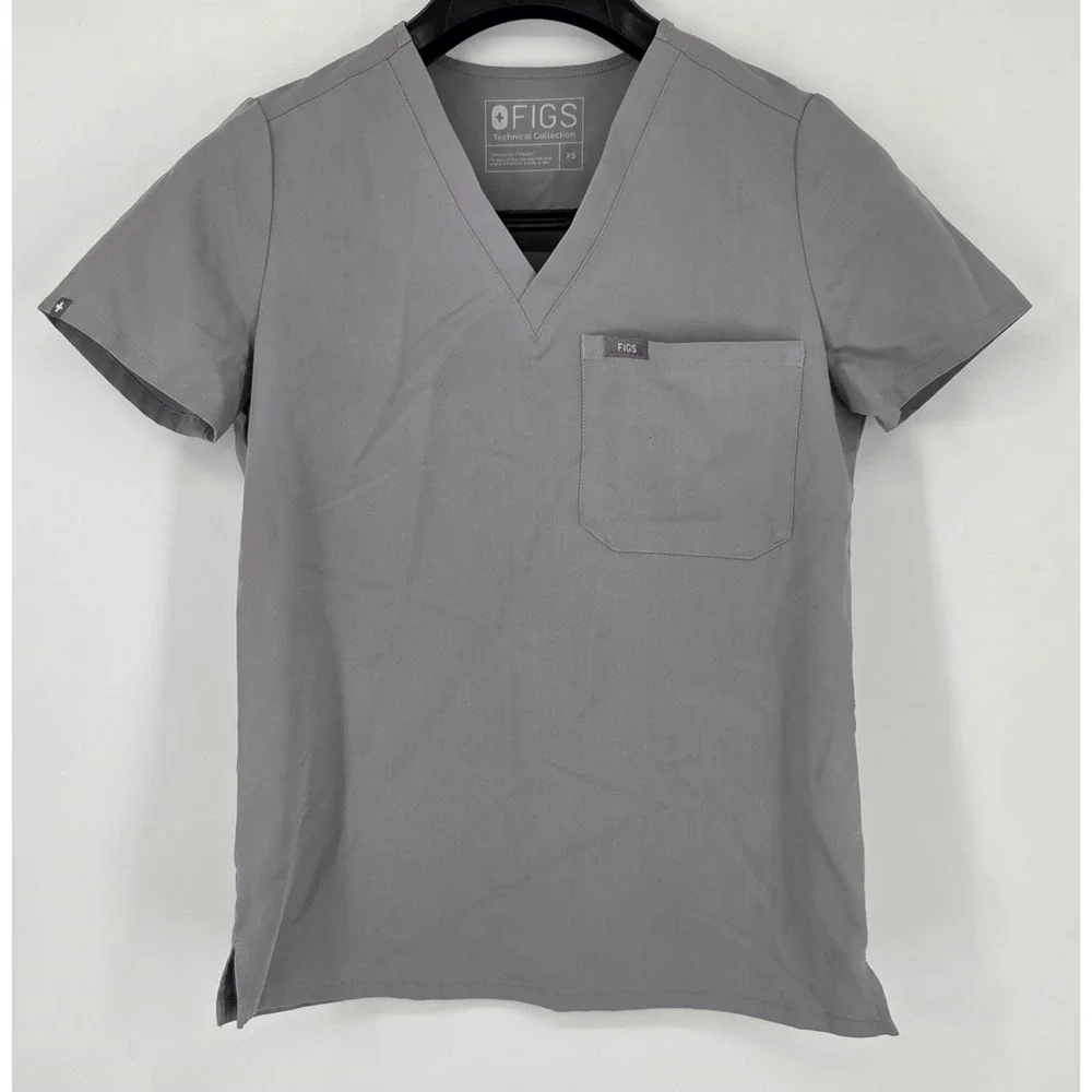 FIGS Women's Size XS Catarina‎ Light Gray Scrub Top Medical Dental  FW1000